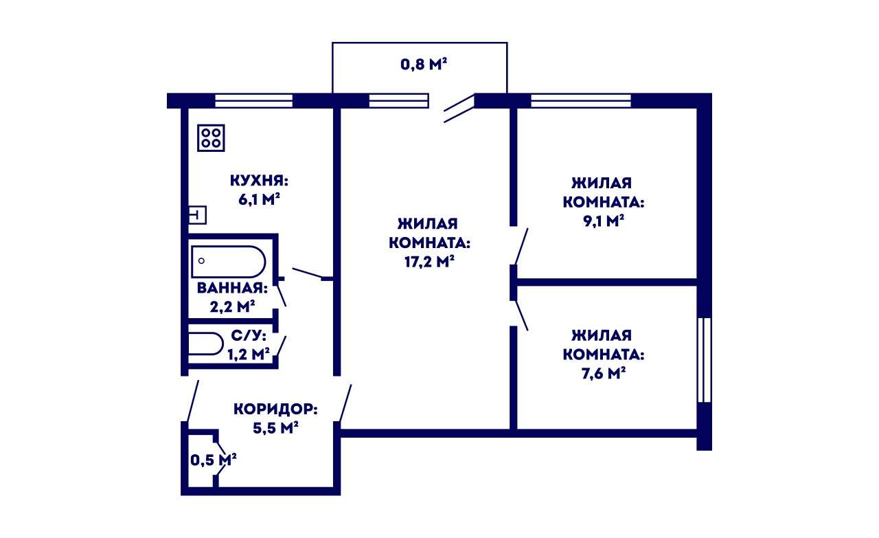 3 комнатная квартира  по адресу Гродно, Пролетарская, 73