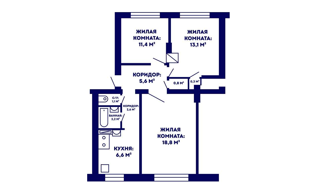 3 комнатная квартира  по адресу Большая берестовица, Советская, 29