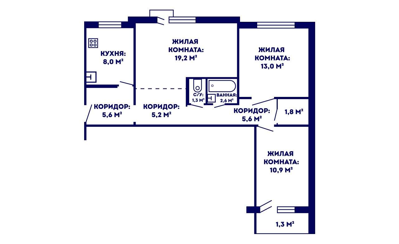 3 комнатная квартира  по адресу Гродно, Репина, 5